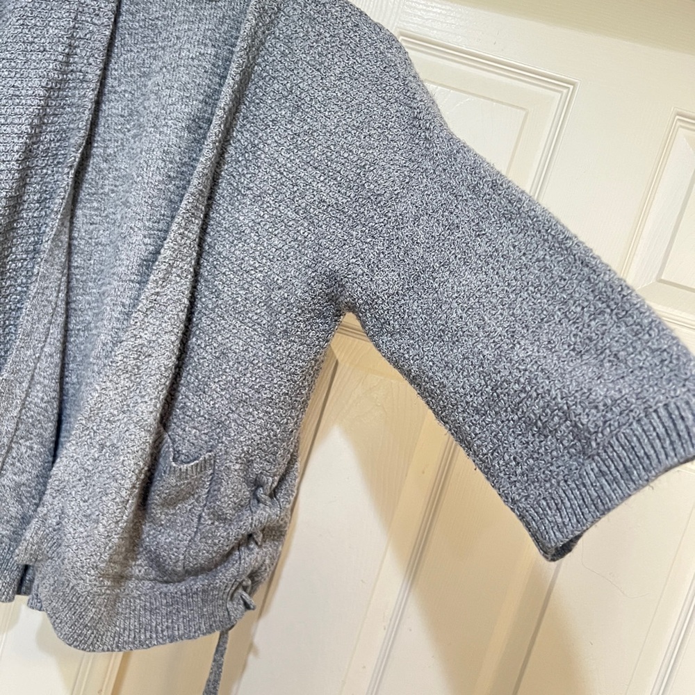 Madewell women Sz small Side-Lace gray knit open Cardigan Sweater minimalist - Picture 7 of 13